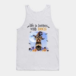 Yorkshire Terrier Witch Hat Life Is Better With Dogs Halloween Tank Top